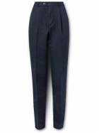 Brunello Cucinelli - Straight-Leg Pleated Linen and Cotton-Blend Trousers - Blue