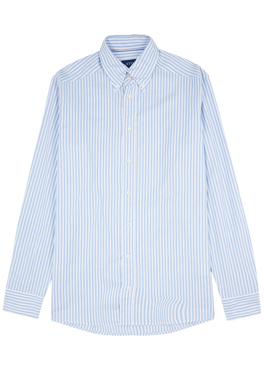 Eton Blue Striped Cotton Oxford Shirt
