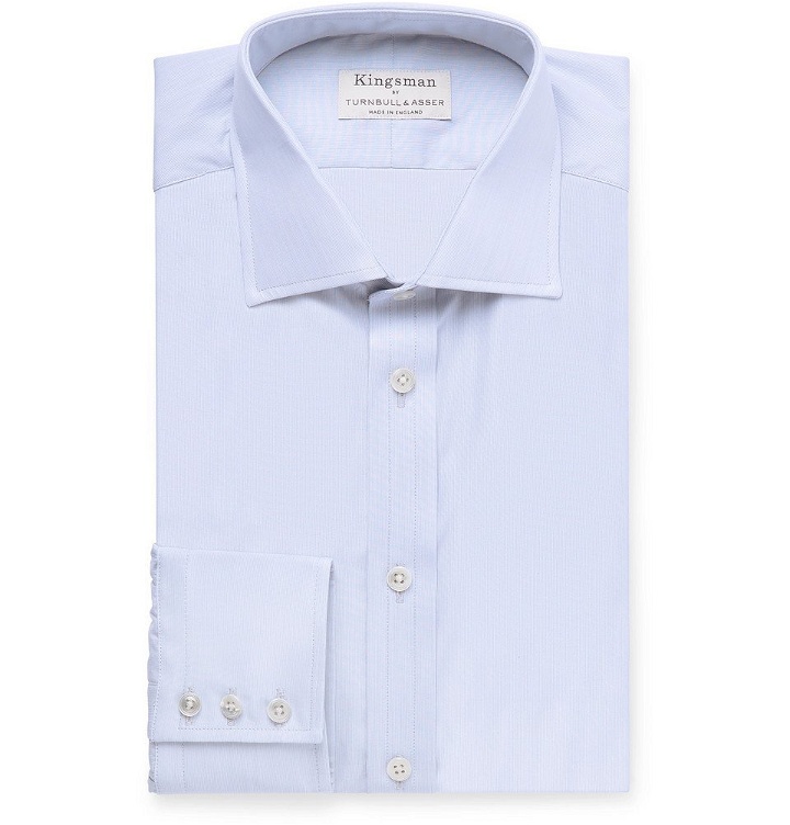 Photo: Kingsman - Turnbull & Asser Cutaway-Collar Striped Cotton Shirt - Blue