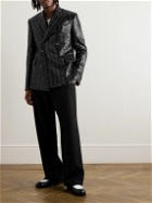 AMIRI - Double-Breasted Checked Sequinned Bouclé Blazer - Black