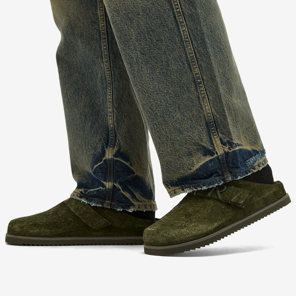 Represent Men's Initial Mule - Fleck Hairy Suede in Olive Represent