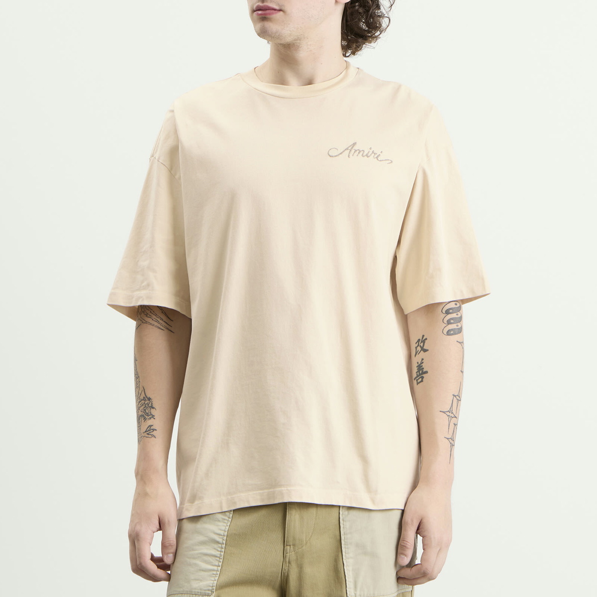 Amiri Men's MA Check Patch Skate T-Shirt in Alabaster