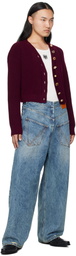 VETEMENTS Burgundy Fancy Button Mini Cardigan