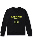 BALMAIN - Slim-Fit Logo-Flocked Cotton-Jersey Sweatshirt - Black - S