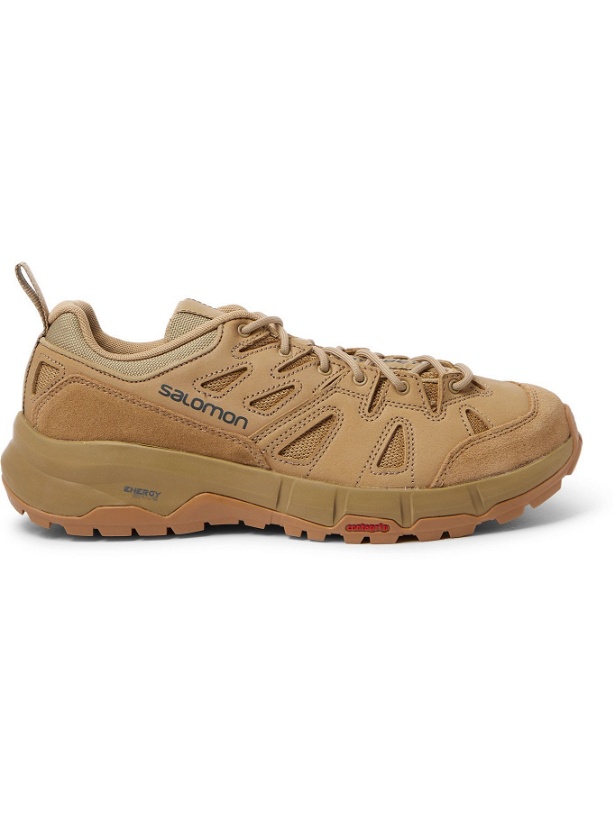 Photo: SALOMON - Odyssey Advance Suede-Trimmed Nubuck and Mesh Sneakers - Neutrals