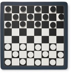 William & Son - Reversible Leather Checkers and Chess Board - Blue