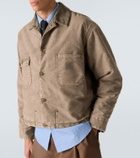 Maison Margiela Corduroy-trimmed distressed denim jacket