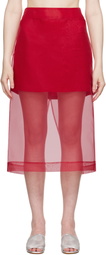 Maria McManus Red Lined Sheer Midi Skirt