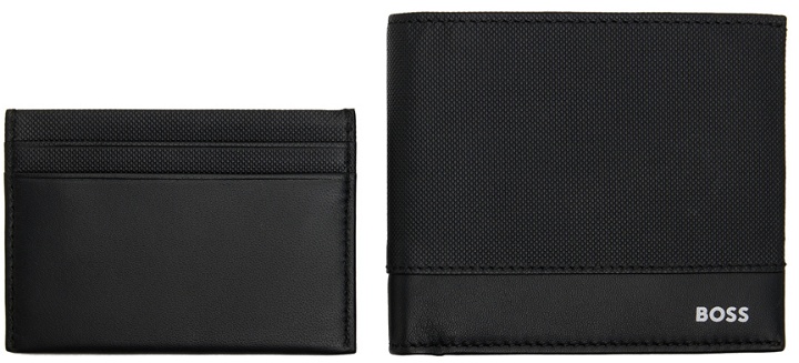 Photo: Boss Black Leather Wallet & Card Holder Set