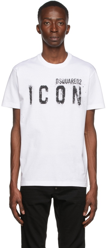 Photo: Dsquared2 White 'Icon' Spray T-Shirt