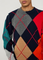 JW Anderson Pringle Argyle Crew-neck Wool Jumper Navy