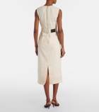 Erdem Floral-appliqué denim midi dress