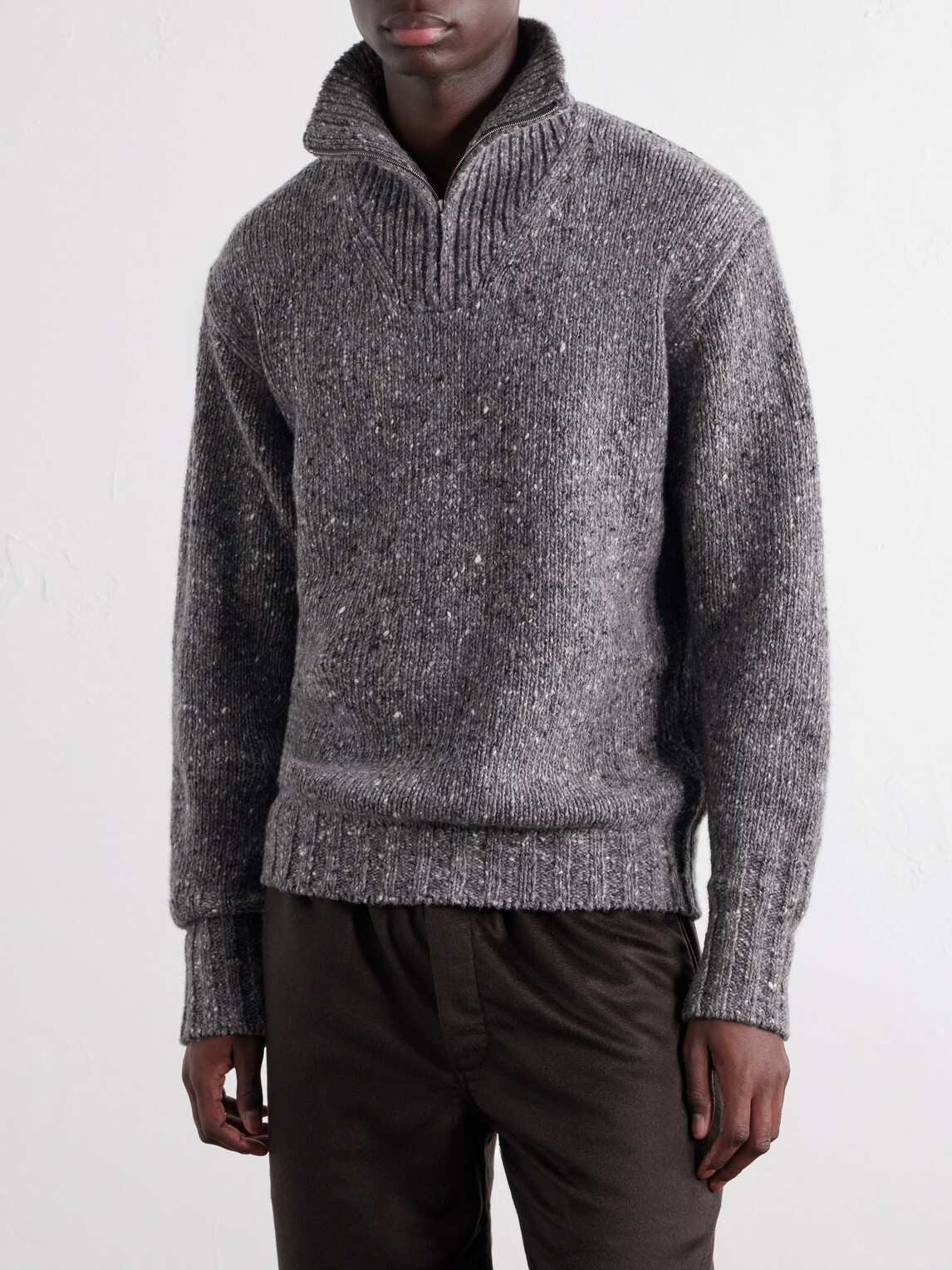Auralee - Wool Half-Zip Sweater - Gray