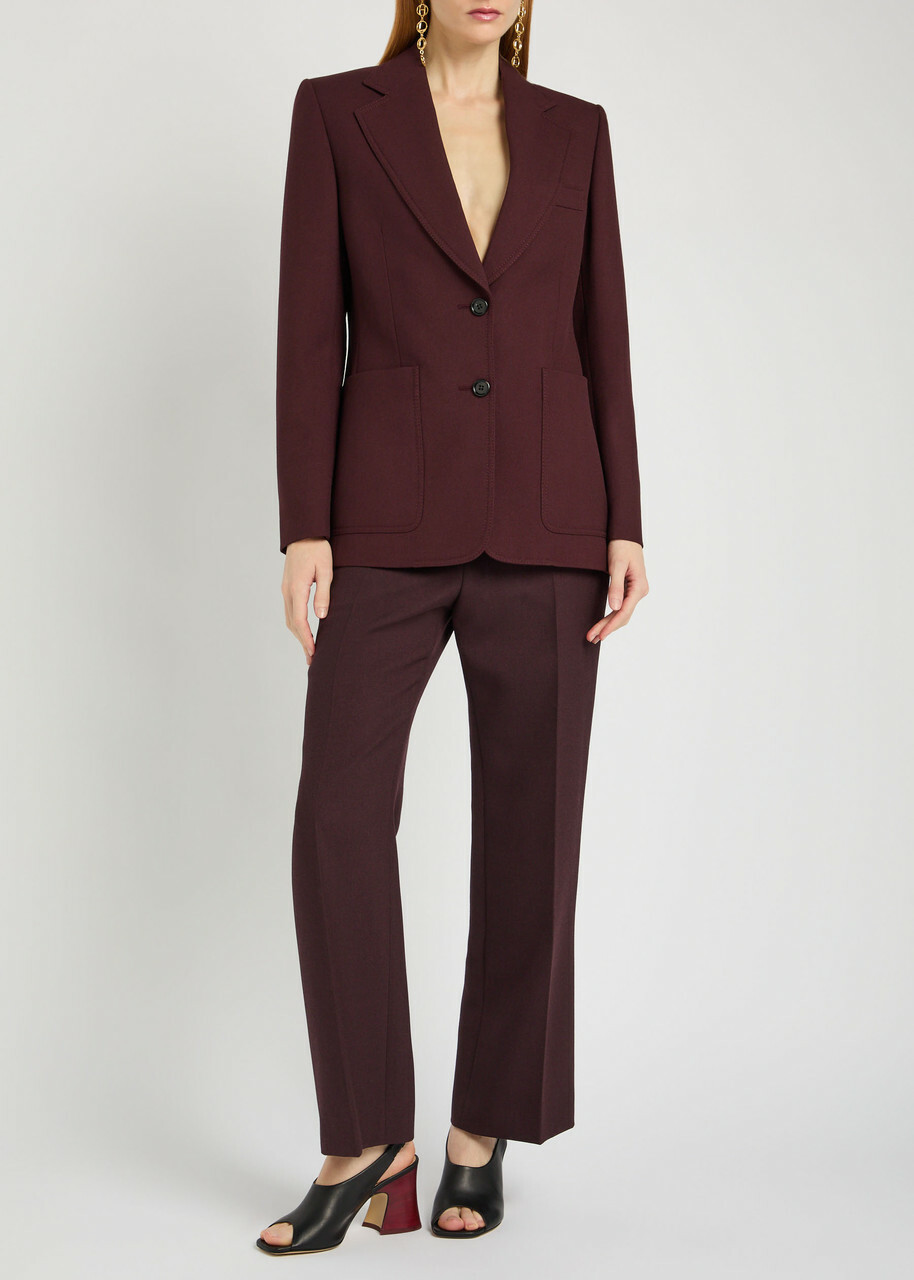 Chloe Straight-leg Wool Trousers Purple