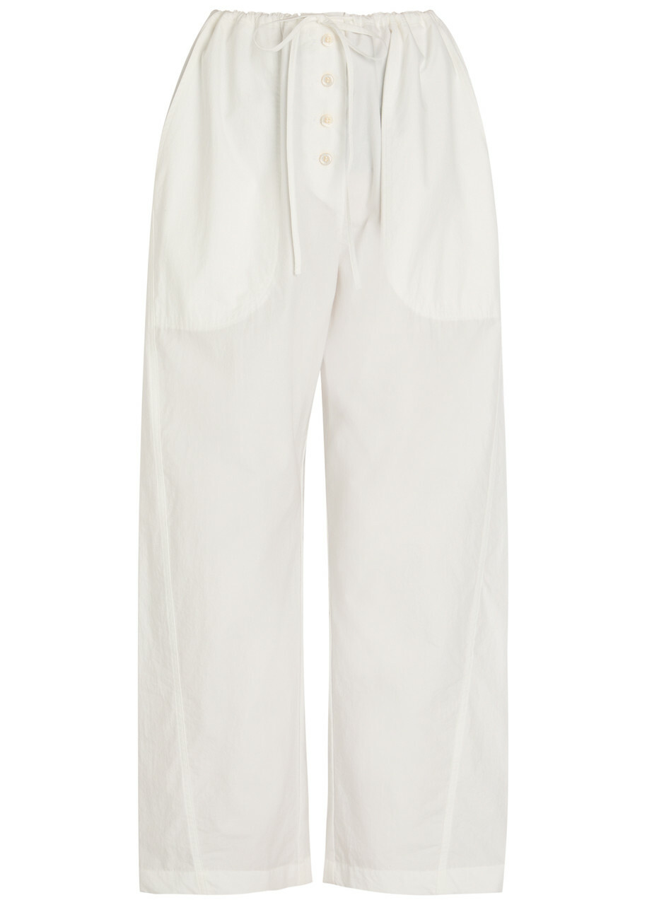 Studio Nicholson Drawstring Straight-leg Cotton Trousers White