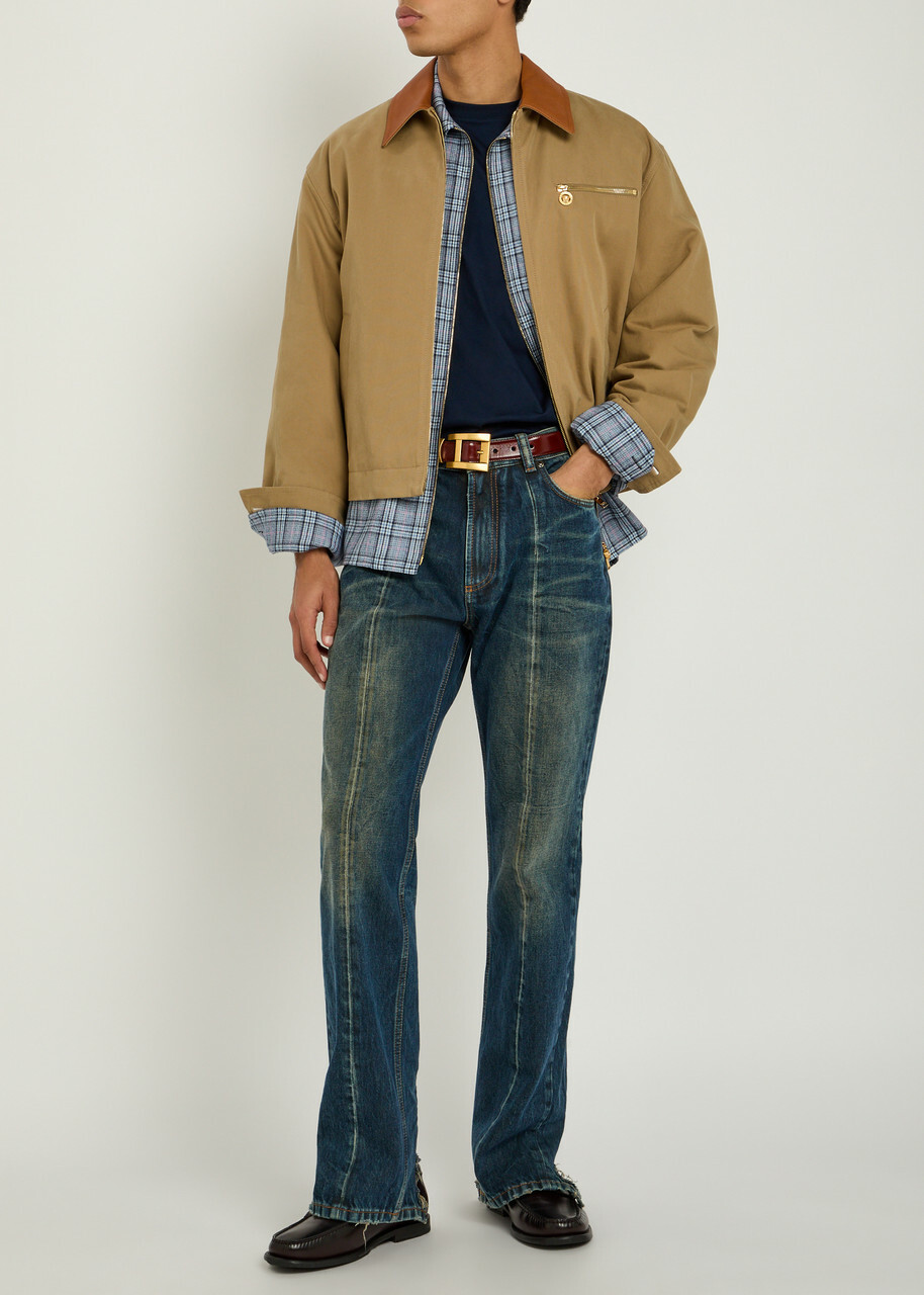 Versace Distressed Straight-leg Jeans Blue