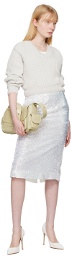 Recto White H-Line Midi Skirt