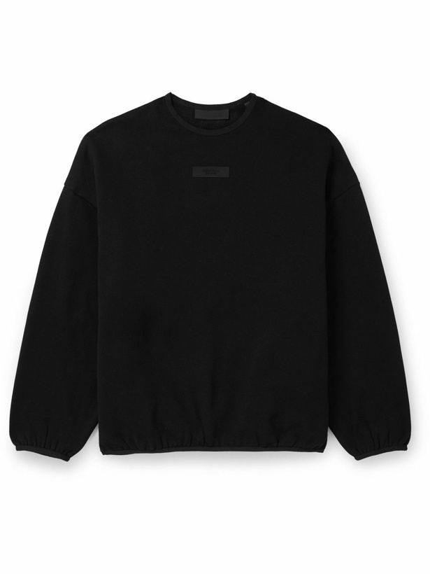 Photo: FEAR OF GOD ESSENTIALS - Logo-Appliquéd Cotton-Blend Jersey Sweatshirt - Black
