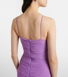 David Koma Floral-appliqué ruched cocktail dress