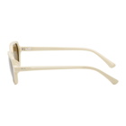 Dries Van Noten Off-White and Khaki Linda Farrow Edition 183 C4 Sunglasses