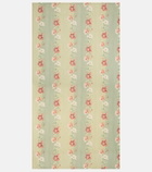 Cabana Ibiscus floral striped linen tablecloth