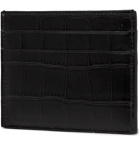 BALENCIAGA - Logo-Print Croc-Effect Leather Cardholder - Black