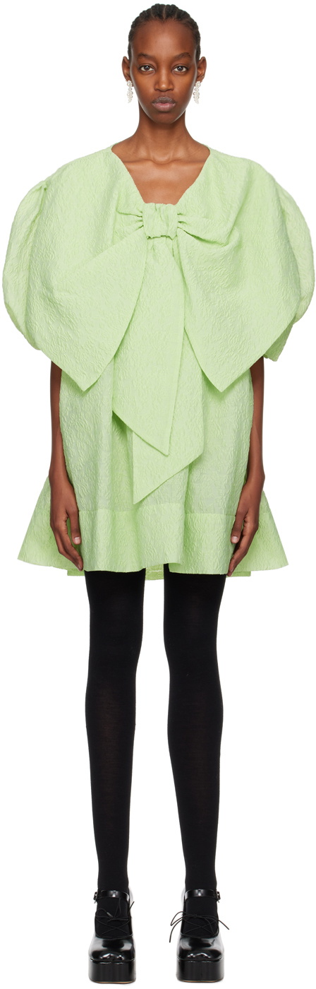 Simone Rocha Green Front Bow Minidress Simone Rocha Simone Rocha Green Front Bow Minidress Simone Rocha