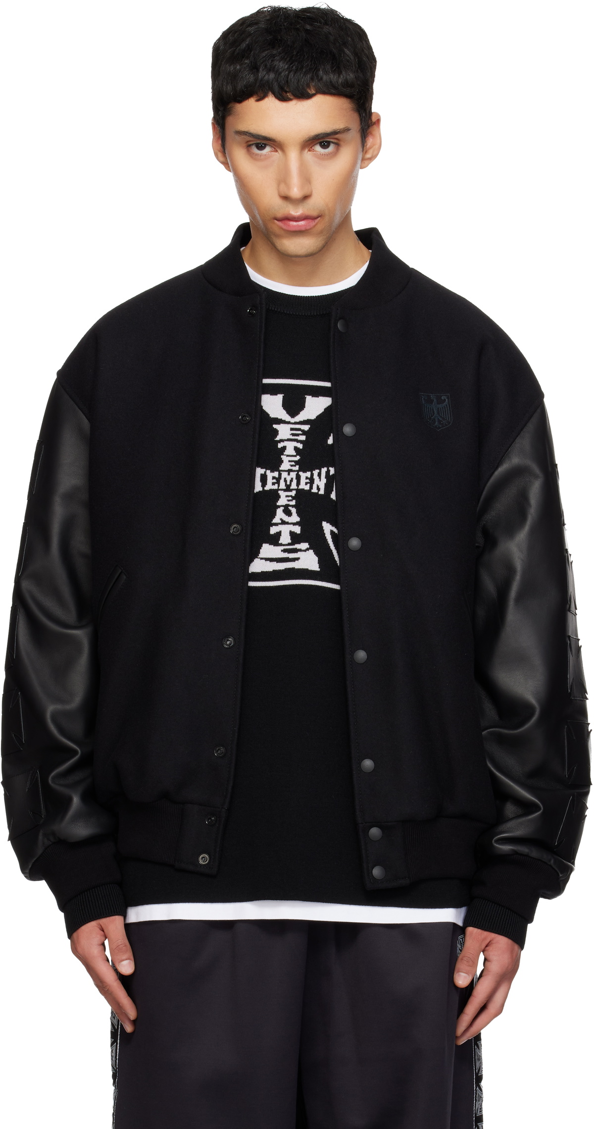 VETEMENTS Black Embroidered Gothic Logo Blazer Vetements