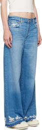 Re/Done Blue Mid Rise Palazzo Jeans