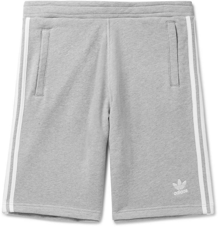 Photo: adidas Originals - Logo-Embroidered Mélange Loopback Cotton-Jersey Shorts - Gray