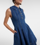 Self-Portrait Broderie anglaise denim minidress