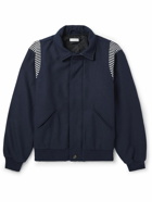 Pop Trading Company - Striped Panelled Jersey Varsity Jacket - Blue