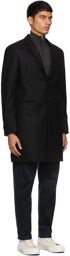 PS by Paul Smith Black Wool Overcoat