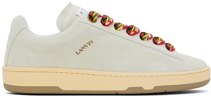 Photo: Lanvin White Suede Curb Lite Sneakers