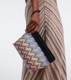 Missoni Zigzag leather-trimmed lamé pouch