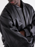 424 - Leather Bomber Jacket - Black
