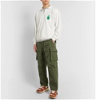 Monitaly - Embroidered Loopback Cotton-Jersey Half-Zip Sweatshirt - Neutrals