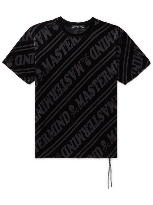Photo: MASTERMIND WORLD - Logo-Jacquard Cotton-Blend Velour T-Shirt - Black