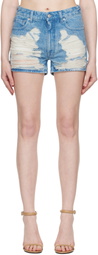 MM6 Maison Margiela Blue Distressed Denim Shorts