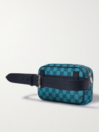 GUCCI - Leather-Trimmed Monogrammed Canvas Belt Bag - Blue