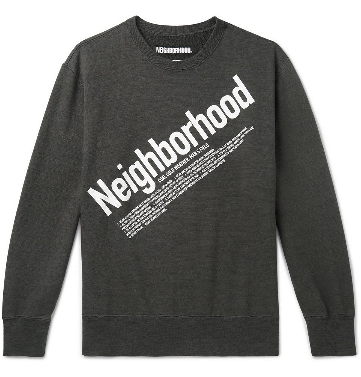 Photo: Neighborhood - Logo-Print Slub Loopback Cotton-Jersey Sweatshirt - Men - Charcoal