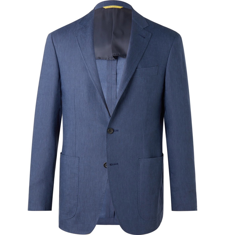 Photo: Canali - Kei Slim-Fit Unstructured Linen and Wool-Blend Suit Jacket - Blue