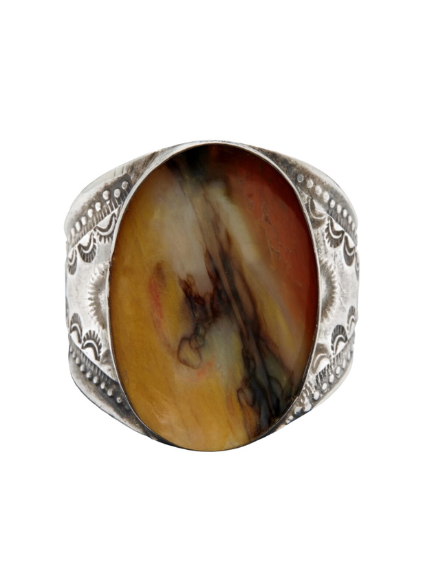 Photo: FOUNDWELL - Vintage 1970s Sterling Silver Agate Ring - Brown