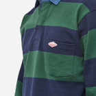 Battenwear Men's Pocket Rugby Shirt in Green/Navy Stripe