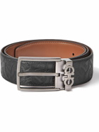Salvatore Ferragamo - 3.5cm Reversible Debossed Leather Belt - Black