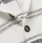 Brunello Cucinelli - Shawl-Collar Striped Cotton Cardigan - White