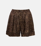 Saint Laurent Leopard-print silk shorts