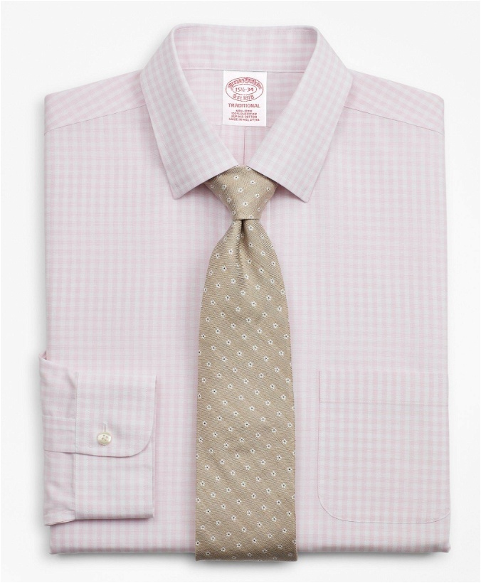Photo: Brooks Brothers Men's Traditional Extra-Relaxed-Fit Dress Shirt, Non-Iron Check | Pink