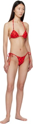 Marine Serre Black & Red Swimwear Jersey Bikini