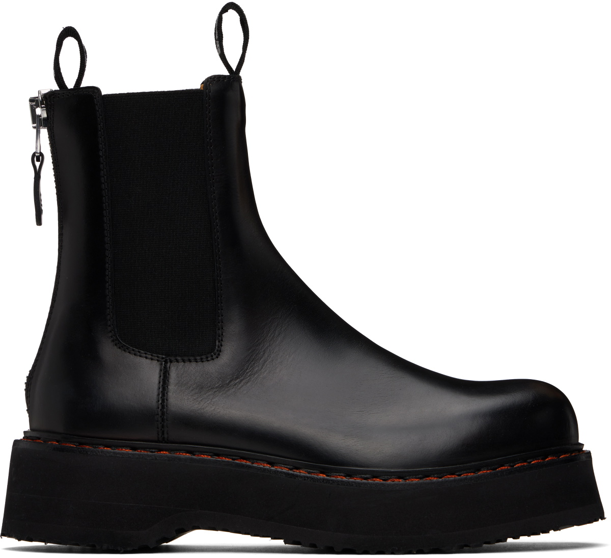 R13 Black Single Stack Chelsea Boots